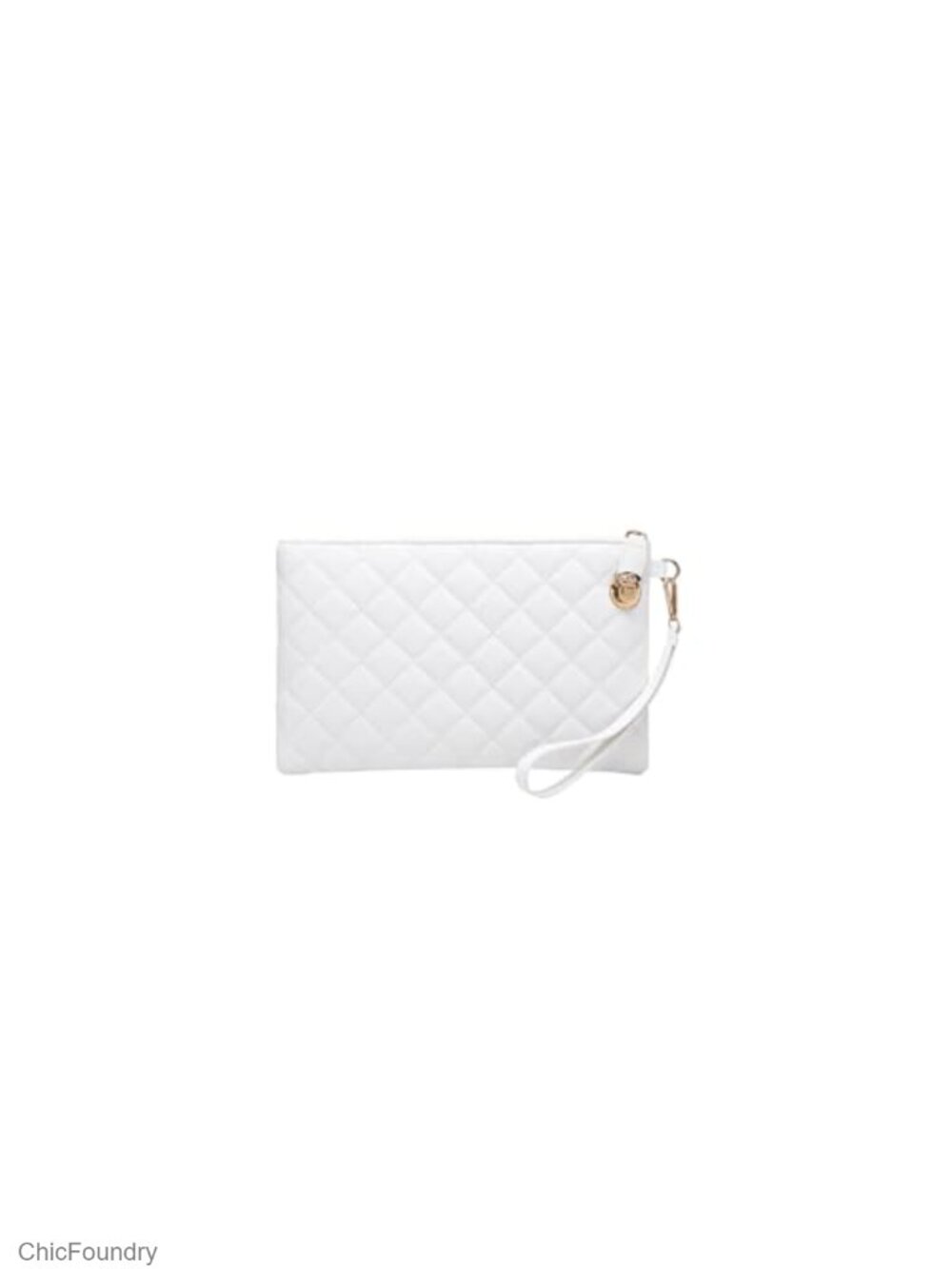 Quilted Wristlet Purse Vegan Leather Zip Clutch Evening Bag